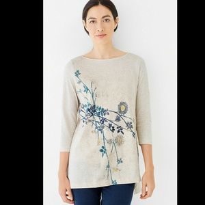 J. Jill Oatmeal Heather blue yellow floral tunic